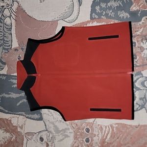 Hanna Andersson vest zip up burnt orange w black trim pockets nylon blend